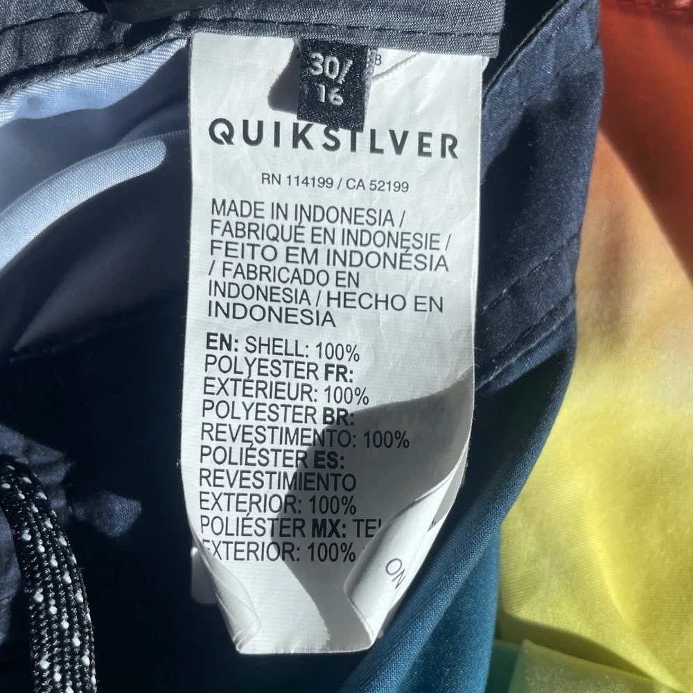 Quiksilver Mens Rainbow Tie Dye Board Shorts Size 30 Swim Trunks Blue Orange